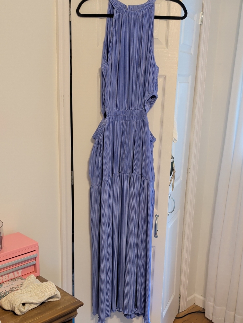 Scoop Womens Halter Maxi Dress With Waist Cut Outs in Purple